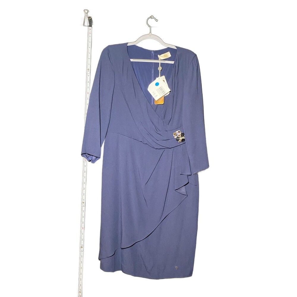 VDP Collection Women's Navy Long Sleeve Midi Dress Size 48 NWT